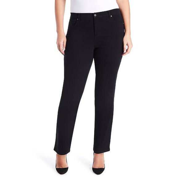 NWT GLORIA VANDERBILT plus amanda straight leg jeans in black (18W, short) - Picture 1 of 3